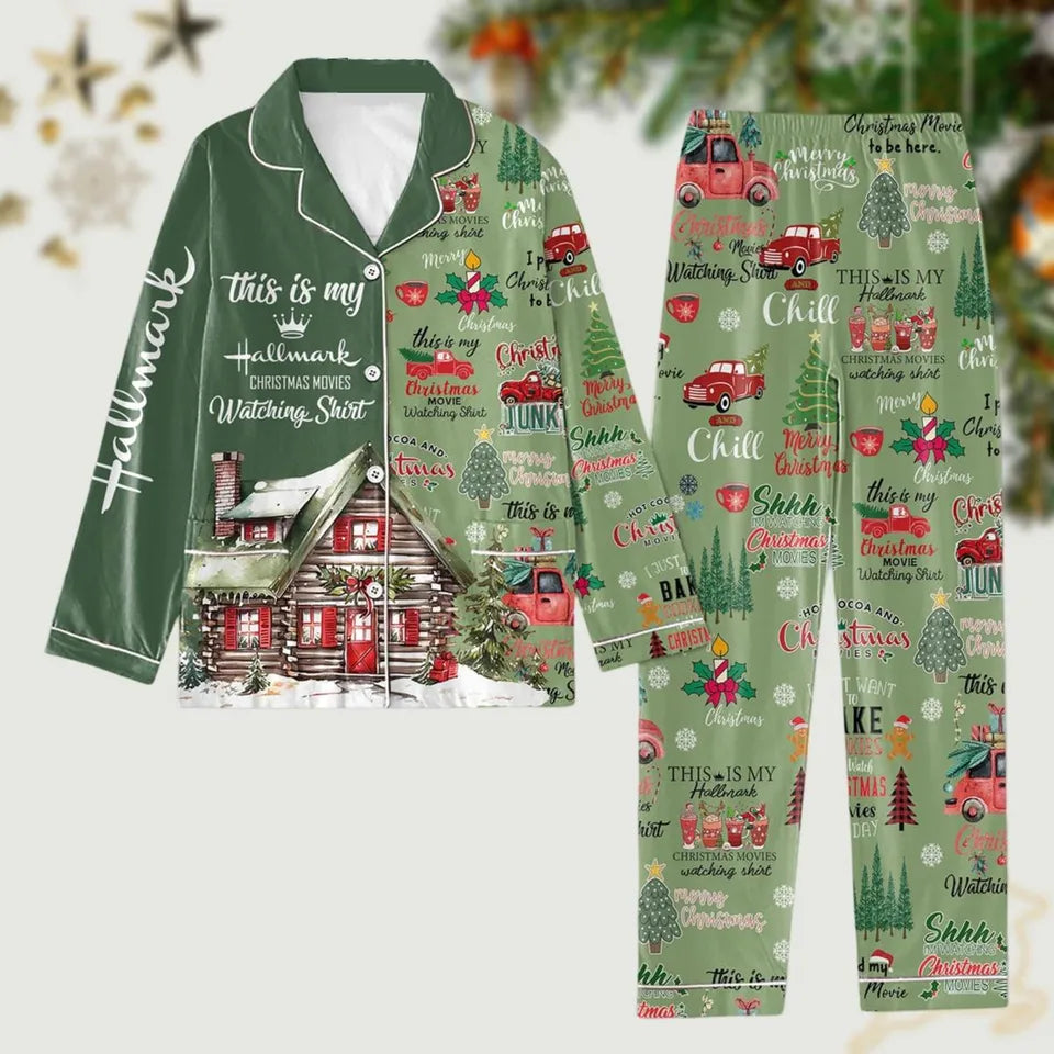 Hallmark Movie Christmas Pajamas Set, Movies Merry Xmas Shirt Pants Set, Red Truck Xmas Thick Pajamas, Christmas Vacation Pj Set, Family Paj