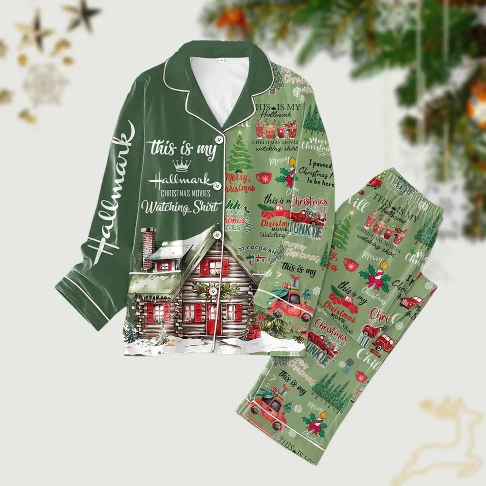 Hallmark Movie Christmas Pajamas Set, Movies Merry Xmas Shirt Pants Set, Red Truck Xmas Thick Pajamas, Christmas Vacation Pj Set, Family Paj