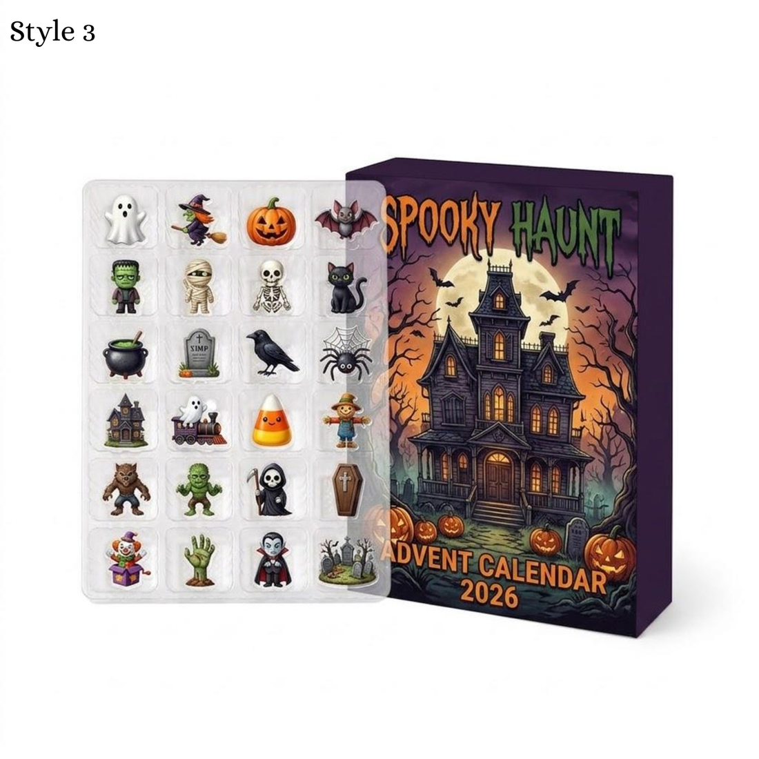 Halloween Advent Calendar 2026 24 Day Blind Box With Spooky Charms Ornaments Ghoulish Countdown Surprise Toys For Kids And Adults