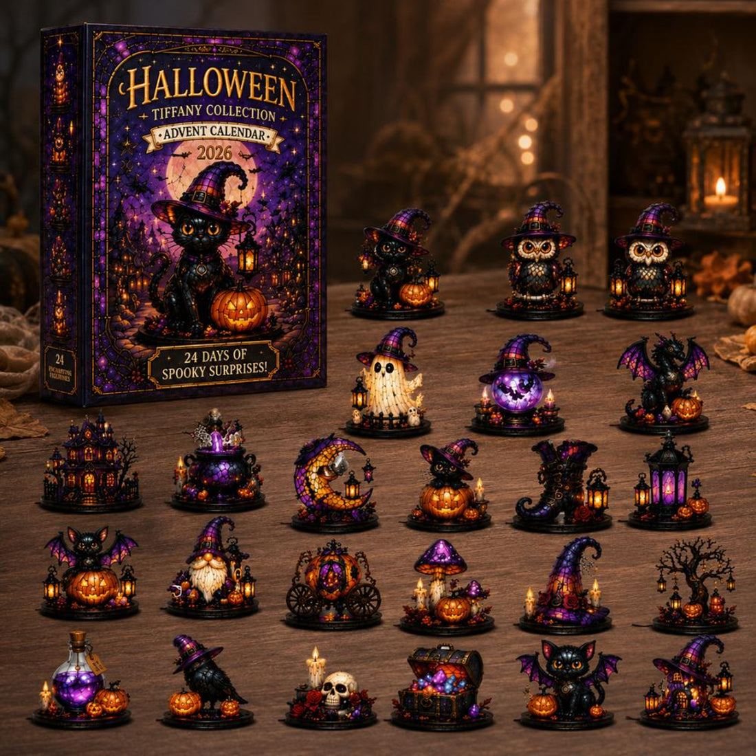 Halloween Advent Calendar 24 Day Countdown Box Mystery Box Acrylic Figurines Halloween Decor Spooky Collectible Blind Box Halloween Gift