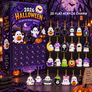 Halloween Advent Calendar With Flat Acrylic Charms Spooky Ghost Black Cat Countdown Box Cute 24 Day Halloween Surprise Gift For Kids Halloween Lovers