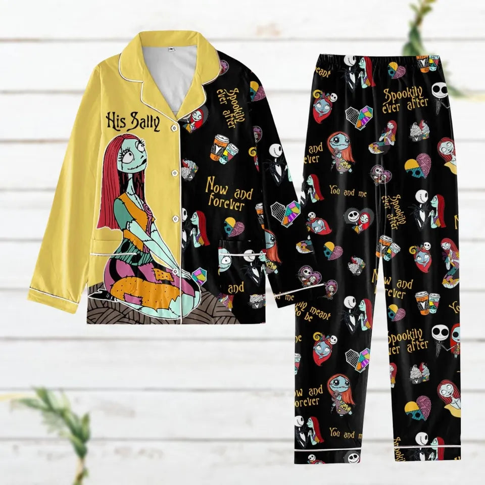 Halloween His Sally Pajamas Set, Nightmare Before Christmas Merch, Disney Skeleton