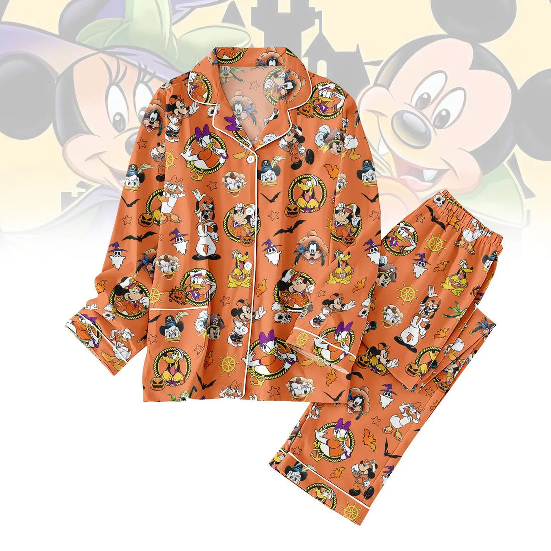 Halloween Mickey Pajamas Set, Disney Characters Halloween Shirt, Mickey Minnie Donald Goofy Sleepwear, Fall Loungewear