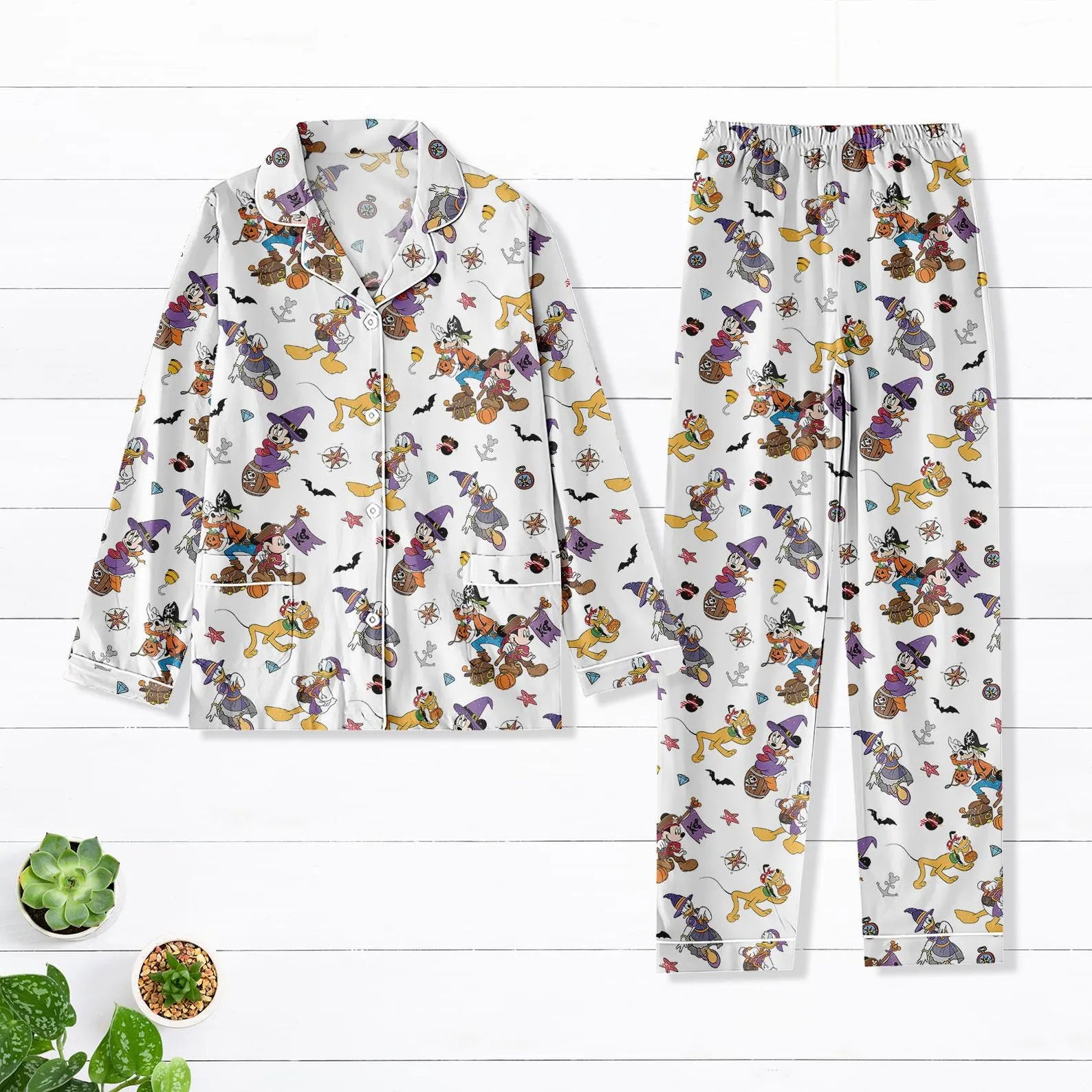 Halloween Mickey and Friends Pajama Set, Long Sleeve Disney Sleepwear, Pumpkin Witch Ghost Pjs, Cozy Fall PJs for Women & Kids