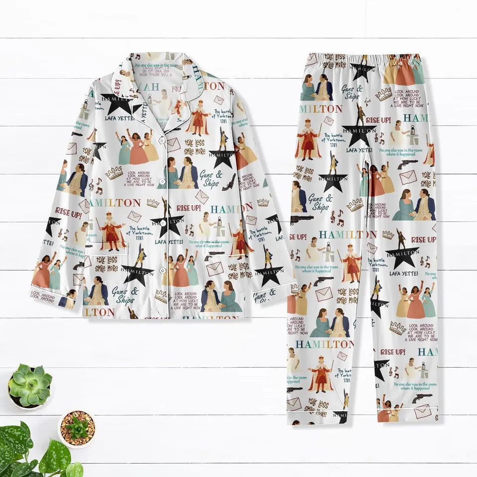 Hamilton Musical Pajama Set, Broadway Theater Sleepwear, Hamilton Fan Gift, Matching Musical Pajamas
