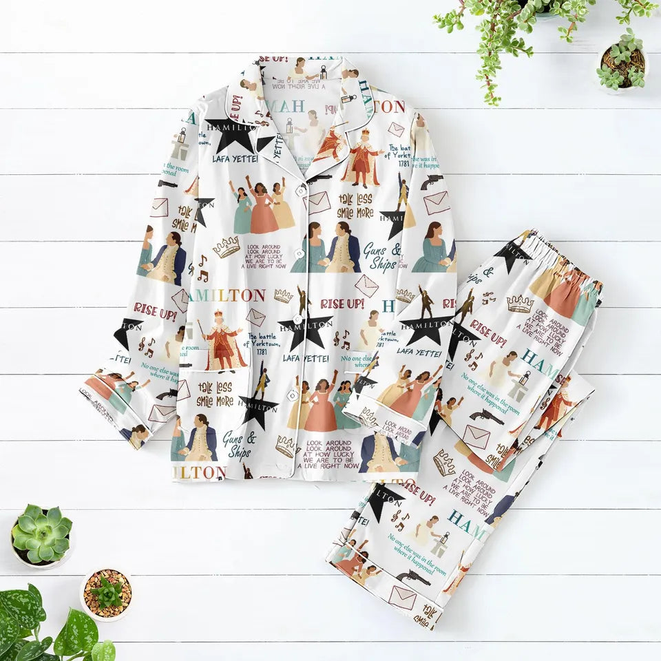 Hamilton Musical Pajama Set, Broadway Theater Sleepwear, Hamilton Fan Gift, Matching Musical Pajamas