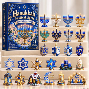 Hanukkah Festival Light advent calendar 2026 - 24-Day Countdown, Acrylic Charms