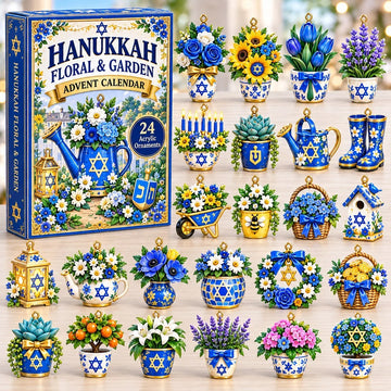 Hanukkah Floral and Garden advent calendar 2026 - 24-Day Countdown, Acrylic Charms