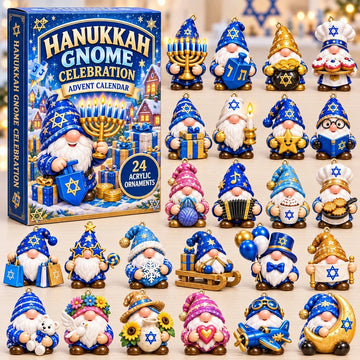 Hanukkah Gnome Celebration advent calendar 2026 - 24-Day Countdown, Acrylic Charms