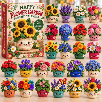 Happy Crochet Pot Advent Calendar 2026 - 24-Day Countdown, Acrylic Charms