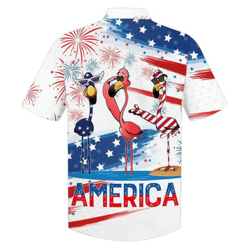 Happy Independence Day Flamingo Aloha Hawaiian Shirts For Summer, 4th of July America Flamingo Hawaiian Shirt For Men Women, Gift For Flamingo Lovers