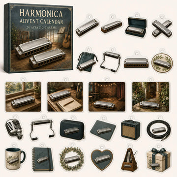 Harmonica Advent Calendar 2026 - 24-Day Countdown, Acrylic Charms