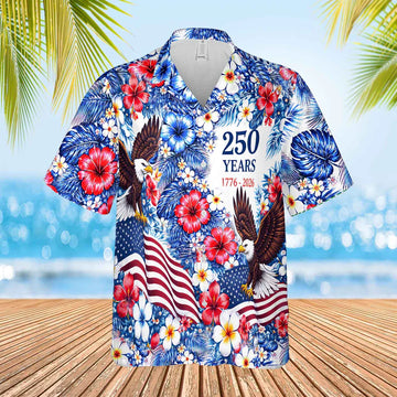 America 250 Years Anniversary Hawaiian Shirt, Patriotic 1776-2026 Semiquincentennial AOP Shirt 684645