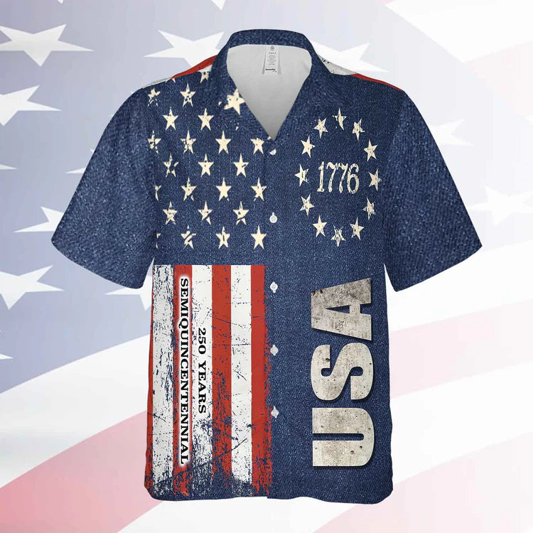 Patriotic 250 Years Hawaiian Shirt, Proud to Be an American AOP Hawaii Shirt, Vintage USA 1776-2026 Shirt 684911