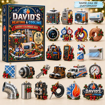 Heating And Cooling HVAC Service Advent Calendar 2026 - 24-Day Countdown, Acrylic Charms