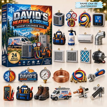 Heating Cooling Advent Calendar 2026 - 24-Day Countdown, Acrylic Charms
