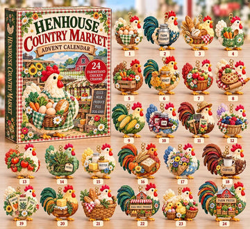 Henhouse Country Market Advent Calendar 2026 - 24-Day Countdown, Acrylic Charms