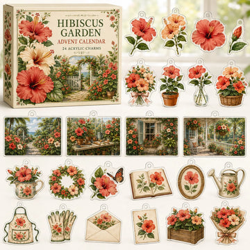 Hibiscus Advent Calendar 2026 - 24-Day Countdown, Acrylic Charms