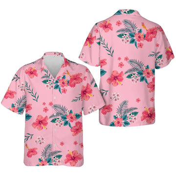 Hibiscus Flower Pink Hawaiian Shirt Men And Women, Floral Hawaiian Shirts HE0342