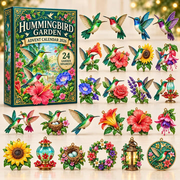 Hibiscus Lantern Hummingbird Garden Advent Calendar 2026 - 24-Day Countdown, Acrylic Charms