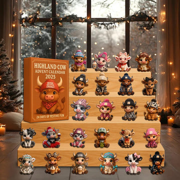Highland Cow Advent Calendar 2026 Cute Mini Cow Figurines 24 Day Christmas Countdown Gift Holiday Decor For Kids Cow Lover Unique Gift
