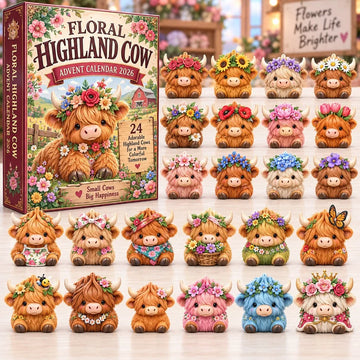 Highland Cow Advent Calendar 2026 - 24-Day Countdown, Acrylic Charms-8