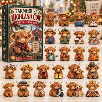 Highland Cow Advent Calendar 2026 - 24-Day Countdown, Acrylic Charms-9