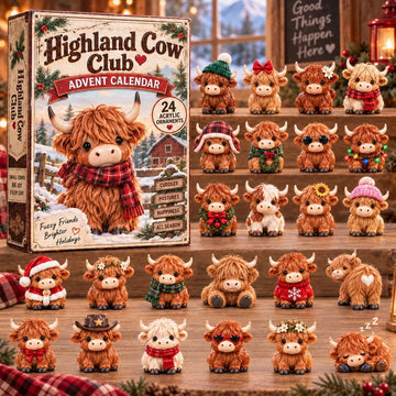 Highland Cow Club Advent Calendar 2026 - 24-Day Countdown, Acrylic Charms