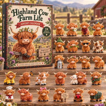 Highland Cow Farm Life Advent Calendar 2026 - 24-Day Countdown, Acrylic Charms