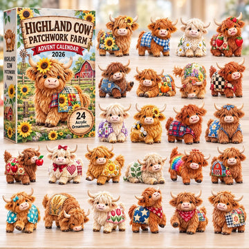 Highlandcow Farmhouse advent calendar 2026 - 24-Day Countdown, Acrylic Charms