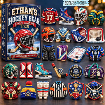 Hockey Gear Collection Advent Calendar 2026 - 24-Day Countdown, Acrylic Charms