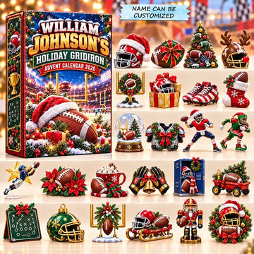 Holiday Gridiron Advent Calendar 2026 - 24-Day Countdown, Acrylic Charms