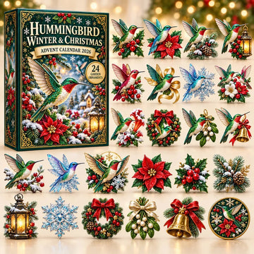 Holiday Hummingbird Advent Calendar 2026 - 24-Day Countdown, Acrylic Charms