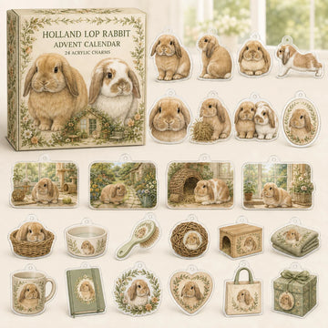 Holland Lop Rabbit Advent Calendar 2026 - 24-Day Countdown, Acrylic Charms