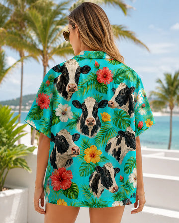 Holstein Dairy Cow Tropical Hawaiian Shirt for Men & Women