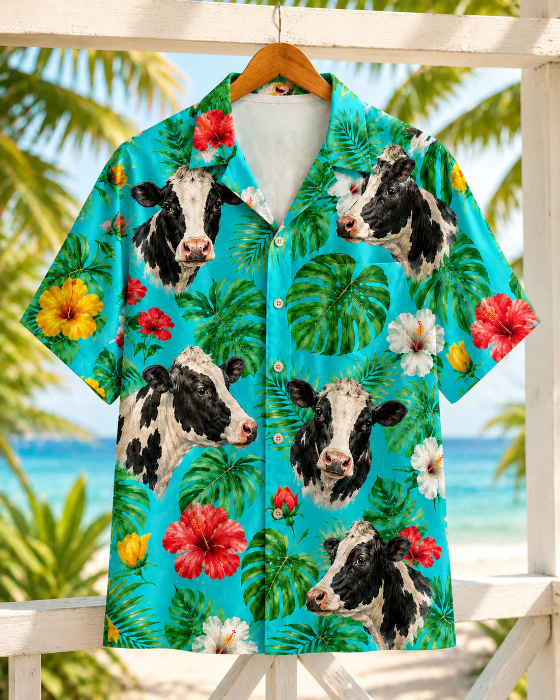 Holstein Dairy Cow Tropical Hawaiian Shirt for Men & Women