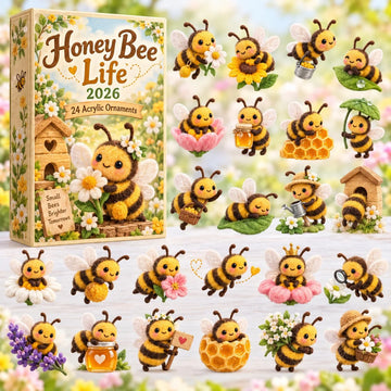 Honey Bee Life Advent Calendar 2026 - 24-Day Countdown, Acrylic Charms