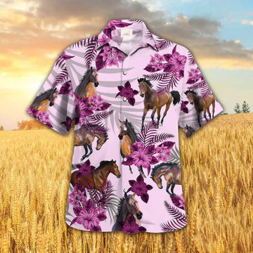 Horse Hibiscus Hawaiian Shirt, Pink Hawaiian Shirt For Animal Lovers HO4664
