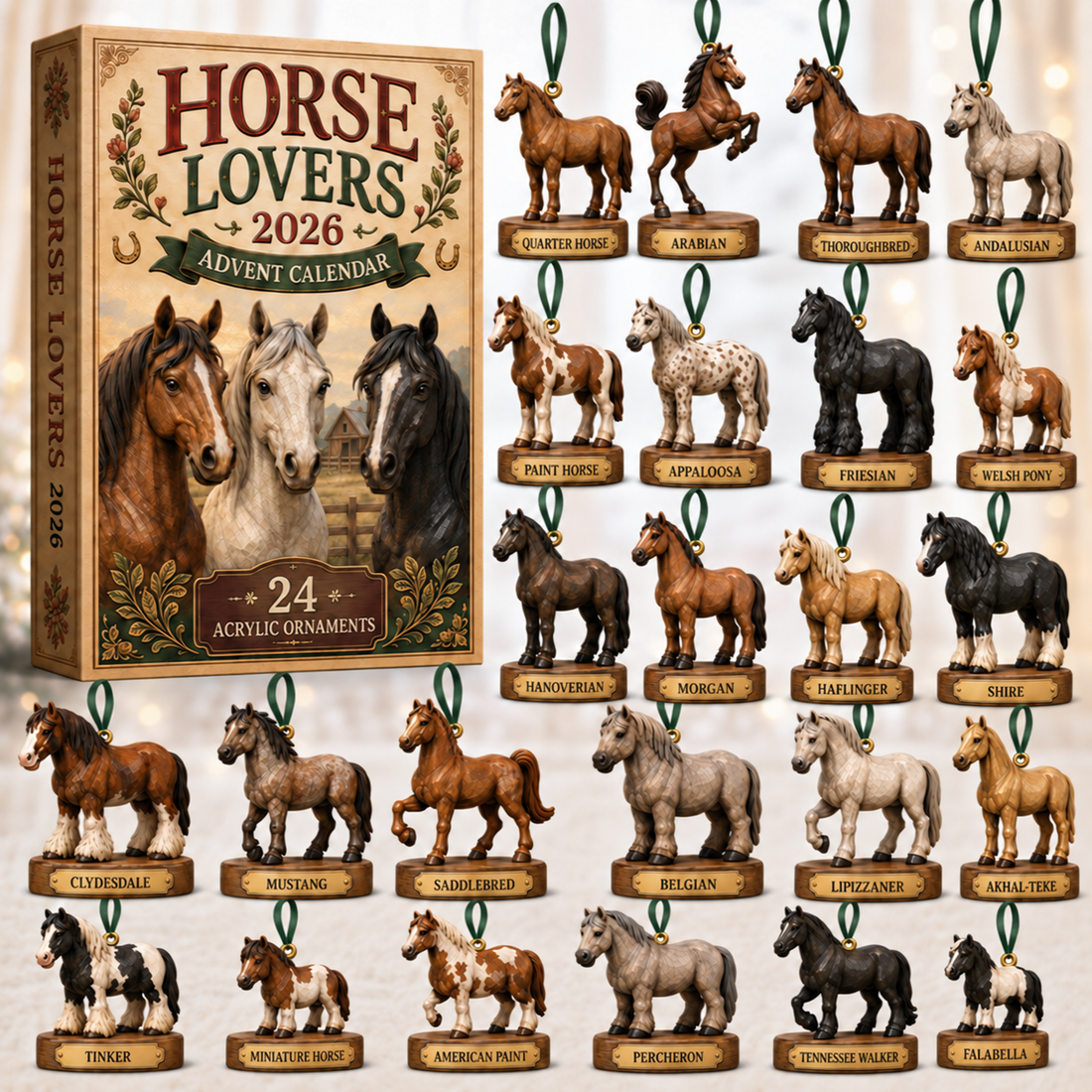 Horse Lovers Advent Calendar 2026 24 Day Festive Countdown Acrylic Charms Blind Box Gift For Horse Lovers