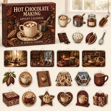 Hot Chocolate Making Advent Calendar 2026 - 24-Day Countdown, Acrylic Charms