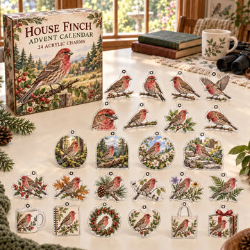 House Finch Advent Calendar 2026 - 24-Day Countdown, Acrylic Charms