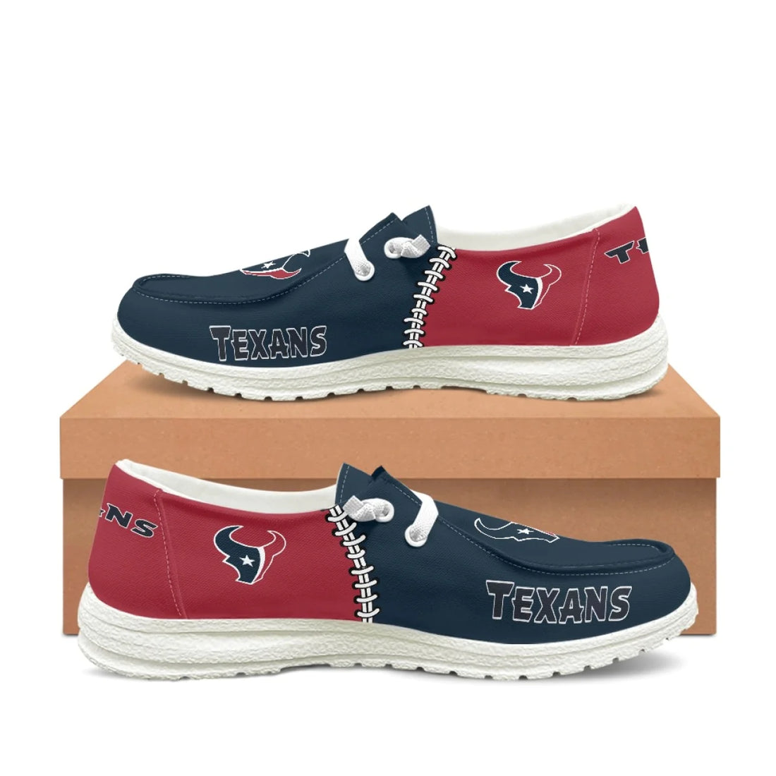Houston Texans Loafers Colorblock - Inspired By Hey Dudes Shoes Style
