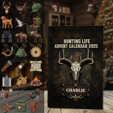 Hunting Life Blind Box Personalized Hunting Advent Calendar With Ornaments 24 Acrylic Ornament Countdown To Christmas