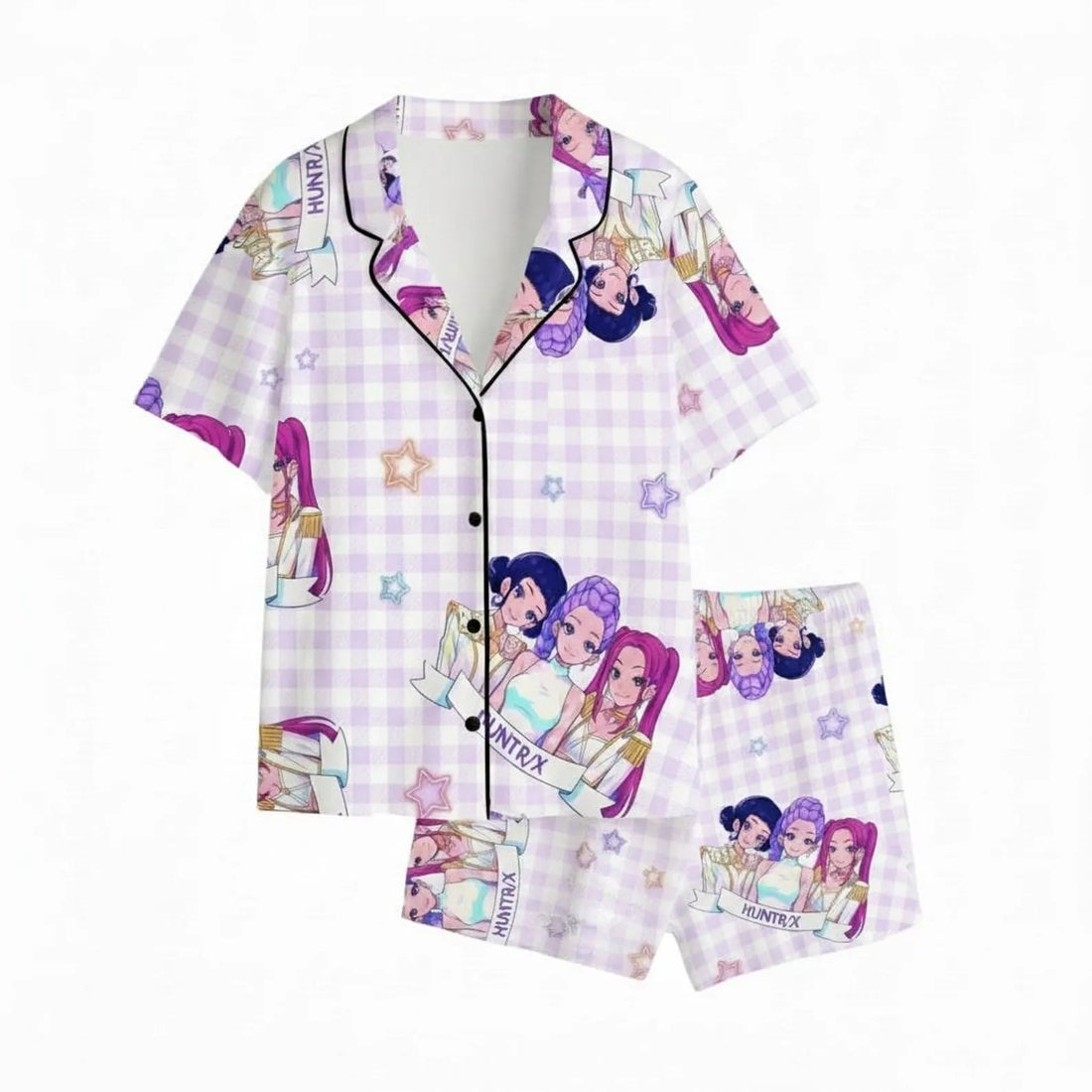 Huntrix Girl Band Pajamas Set – Kpop Demon Hunter Sleepwear, Mira Rumi Joey PJs Pants, Huntrix Merch, Gift for Fans