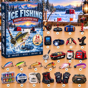 Ice Fishing Advent Calendar 2026 - 24-Day Countdown, Acrylic Charms