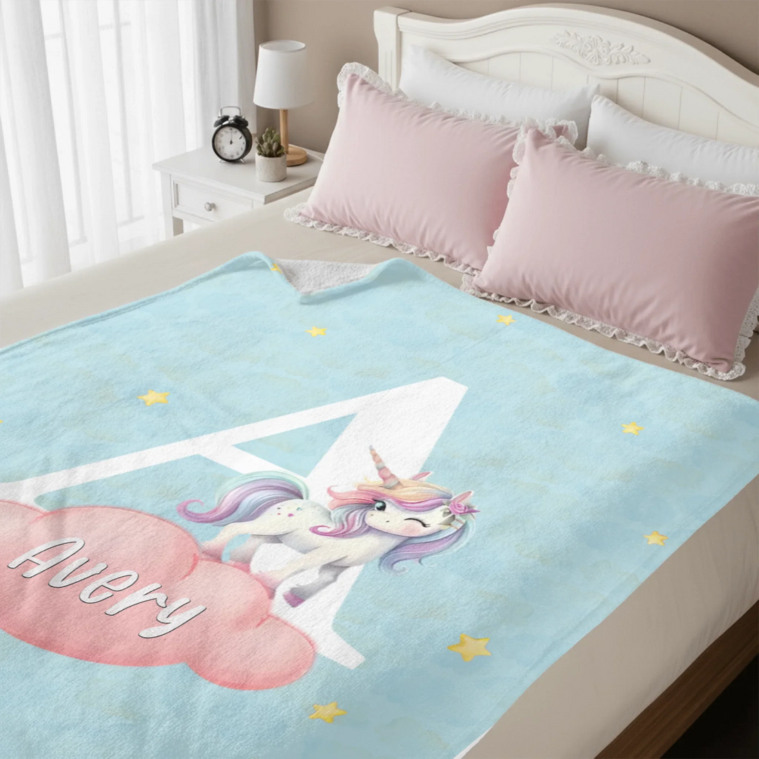 Custom Animal Letter Blanket – Personalized Name Alphabet Throw Blanket – Gift for Kids