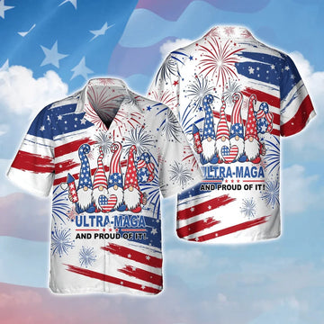 Independence Day Aloha Hawaiian Shirts For Summer, Ultra Maga And Proud Of It Hawaiian Shirt For Men Women, American Fourth Of July Gift For Friend