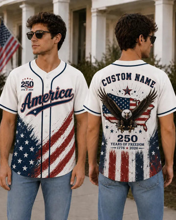 Independence Day Baseball Jersey, Personalized Youth Patriotic Shirt, Custom Name Baseball Jersey, America Birthday Gift