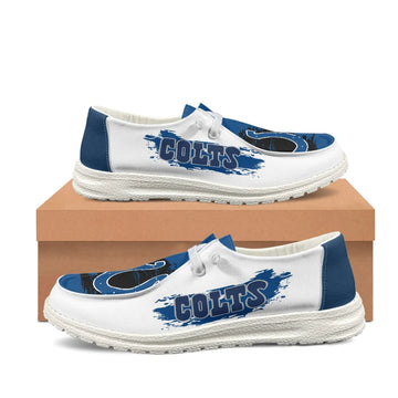 Indianapolis Colts Loafers Lace Up - Inspired By Hey Dude Shoes Style