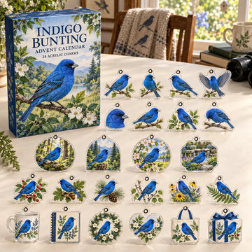Indigo Bunting Advent Calendar 2026 - 24-Day Countdown, Acrylic Charms
